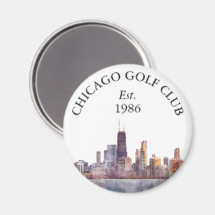 Personalisierter Golfschlägername Chicago Skyline Magnet