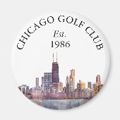 Personalisierter Golfschlägername Chicago Skyline Magnet (Vorne)
