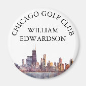 Personalisierter Golfschlägername Chicago Skyline Magnet (Vorne)