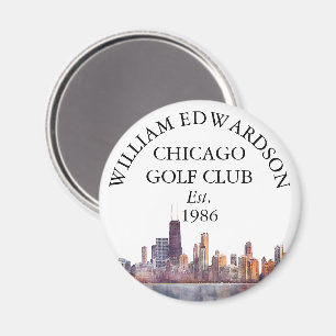 Personalisierter Golfschlägername Chicago Skyline Magnet
