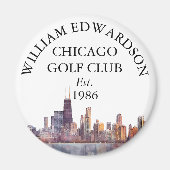 Personalisierter Golfschlägername Chicago Skyline Magnet (Vorne)