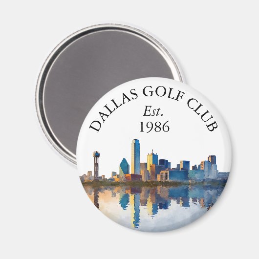 Personalisierter Golfschlägername Dallas Skyline Magnet (Vorderseite/Rückseite)
