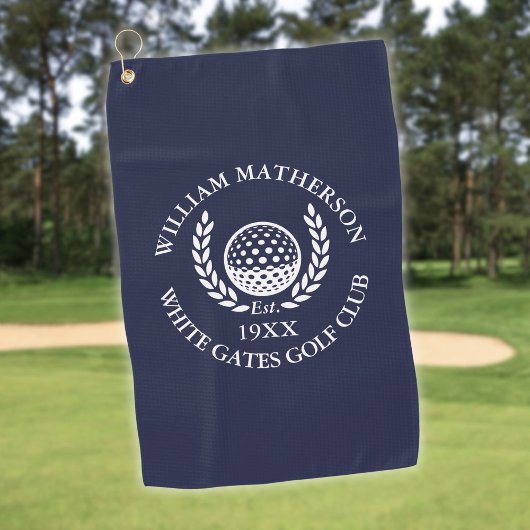 Personalisierter Golfschlägername Navy Blau Golfhandtuch