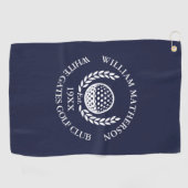 Personalisierter Golfschlägername Navy Blau Golfhandtuch (Horizontal)