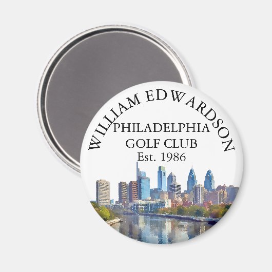Personalisierter Golfschlägername Philadelphia Sky Magnet (Vorderseite/Rückseite)