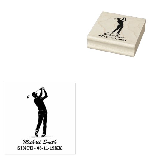 Personalisierter Golfspieler Golfer Golfspielen Gummistempel (Stempel)