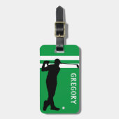 Personalisierter Golfwagen | Golfer Green Travel Gepäckanhänger (Vorderseite vertikal)