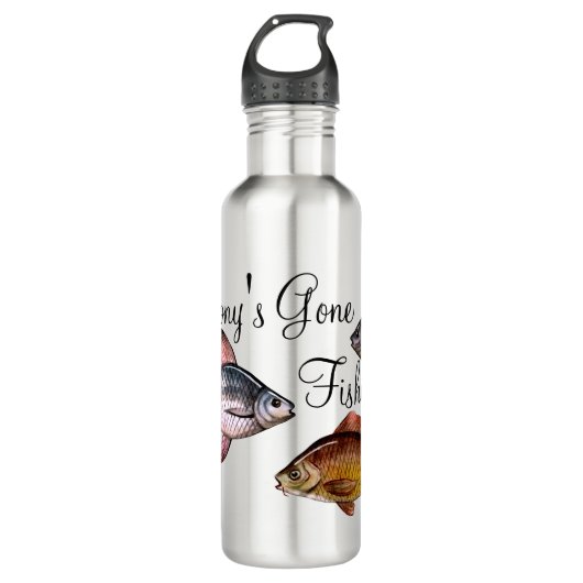 Personalisierter Gone Fishing Edelstahlflasche (Vorderseite)