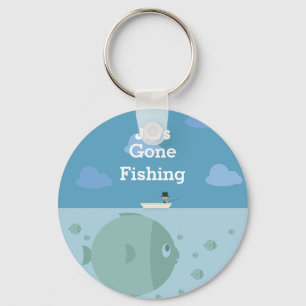 Personalisierter Gone Fishing Name Schlüsselanhänger