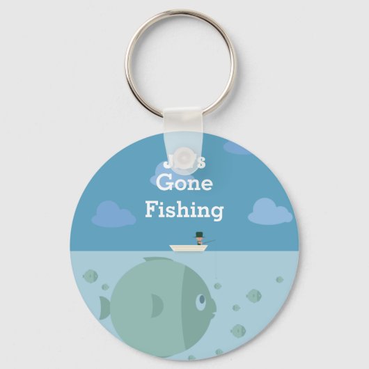 Personalisierter Gone Fishing | Name Schlüsselanhänger (Vorderseite)