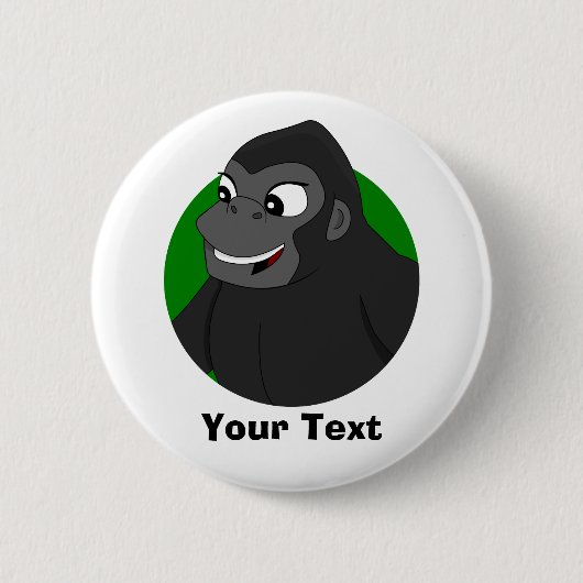 Personalisierter Gorilla-Cartoon Button (Vorderseite)
