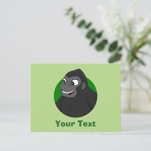 Personalisierter Gorilla Cartoon Postkarte (Stehend Vorderseite)