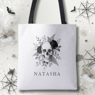 Personalisierter gotischer Totenkopf Halloween Tasche