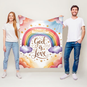 personalisierter Gott ist Liebe Boho Christlich Ki Fleecedecke
