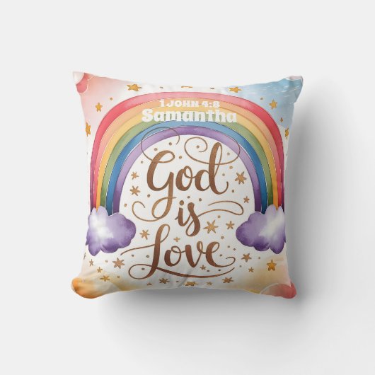 Personalisierter Gott ist Liebe Boho Christlich Ki Kissen (Vorderseite)