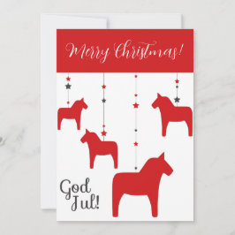 Personalisierter Gott jul! Weihnachts-Dala-Pferd Feiertagskarte