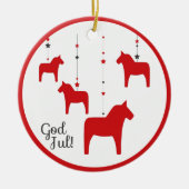Personalisierter Gott jul! Weihnachts-Dala-Pferd Keramik Ornament (Vorne)