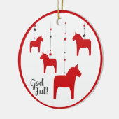 Personalisierter Gott jul! Weihnachts-Dala-Pferd Keramik Ornament (Links)
