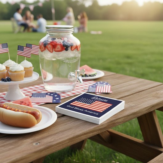 Personalisierter Gott segne Amerika Fahne Serviette