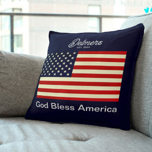 Personalisierter Gott segne Amerika Flag Kissen