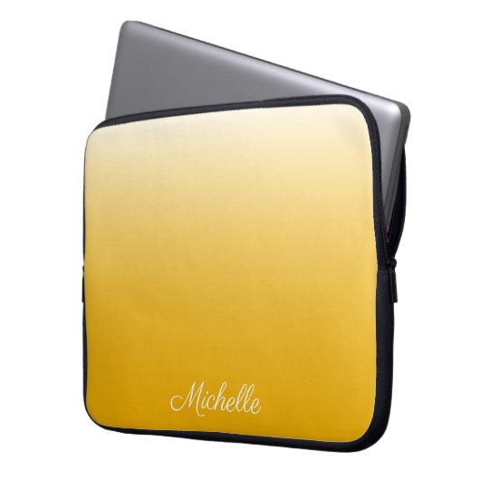 Personalisierter Gradient Ober gelb Laptopschutzhülle (Vorderseite Links)