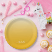 Personalisierter Gradient Ober gelb Pappteller (Party)