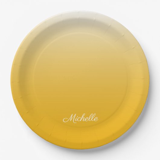 Personalisierter Gradient Ober gelb Pappteller (Vorderseite)