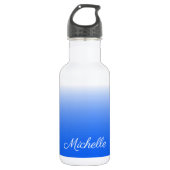 Personalisierter Gradient ombre elektrisch blau Edelstahlflasche (Vorderseite)
