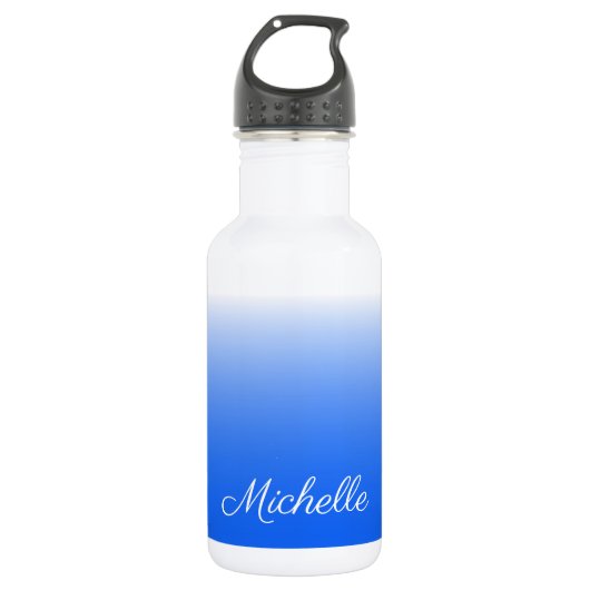 Personalisierter Gradient ombre elektrisch blau Edelstahlflasche (Vorderseite)
