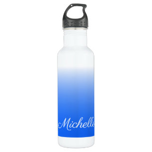 Personalisierter Gradient ombre elektrisch blau Edelstahlflasche