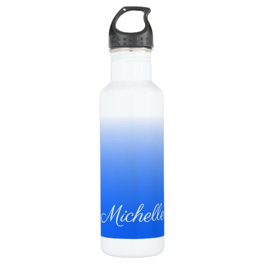 Personalisierter Gradient ombre elektrisch blau Edelstahlflasche (Vorderseite)