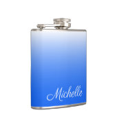 Personalisierter Gradient ombre elektrisch blau Flachmann (Rechts)