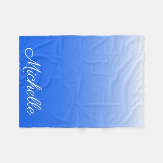 Personalisierter Gradient ombre elektrisch blau Fleecedecke (Vorderseite (Horizontal))