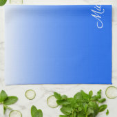 Personalisierter Gradient ombre elektrisch blau Geschirrtuch (Gefaltet)