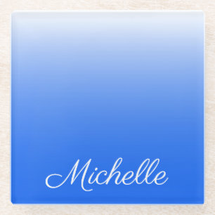 Personalisierter Gradient ombre elektrisch blau Glasuntersetzer