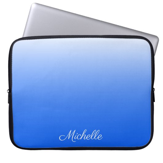 Personalisierter Gradient ombre elektrisch blau Laptopschutzhülle (Vorderseite)