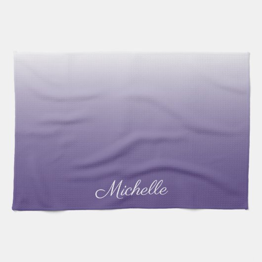 Personalisierter Gradient ombre Ultra Violet Geschirrtuch (Horizontal)