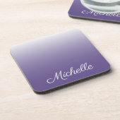 Personalisierter Gradient ombre Ultra Violet Getränkeuntersetzer (Linke Seite)
