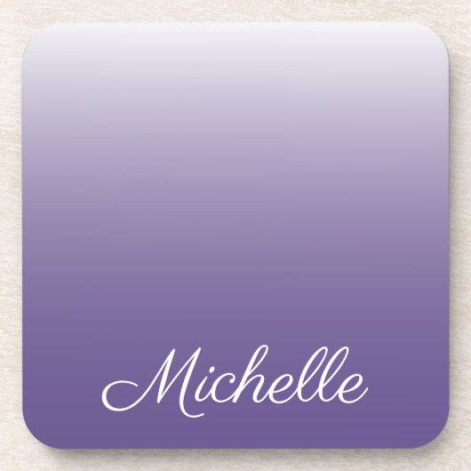 Personalisierter Gradient ombre Ultra Violet Getränkeuntersetzer (Vorderseite)