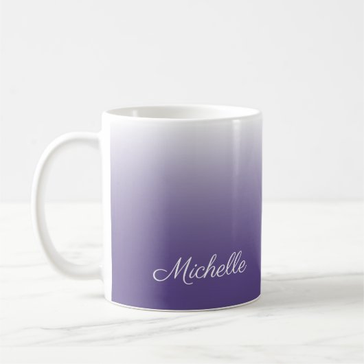 Personalisierter Gradient ombre Ultra Violet Kaffeetasse (Links)