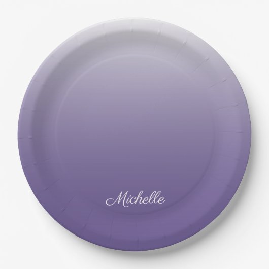 Personalisierter Gradient ombre Ultra Violet Pappteller (Vorderseite)