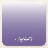Personalisierter Gradient ombre Ultra Violet Rechteckiger Pappuntersetzer (Vorderseite)