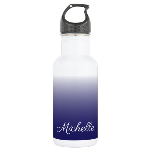 Personalisierter Gradientenblau Edelstahlflasche (Vorderseite)