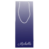 Personalisierter Gradientenblau Geschenktüte Für Weinflaschen (Rückseite)