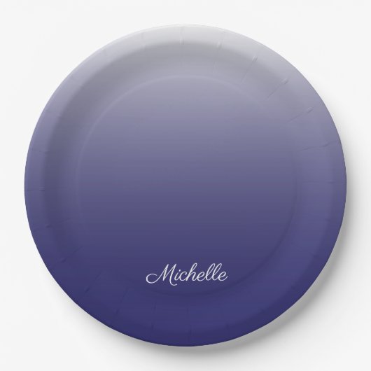 Personalisierter Gradientenblau Pappteller (Vorderseite)