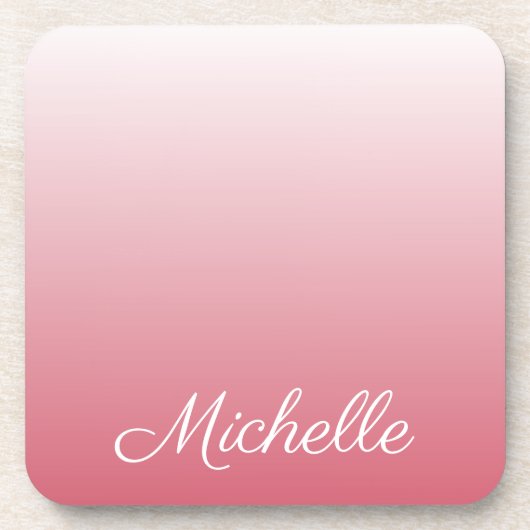 Personalisierter Gradientenrosa Getränkeuntersetzer (Vorderseite)