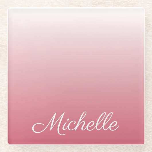 Personalisierter Gradientenrosa Glasuntersetzer (Vorderseite)