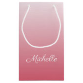 Personalisierter Gradientenrosa Kleine Geschenktüte (Rückseite)