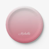 Personalisierter Gradientenrosa Pappteller (Vorderseite)