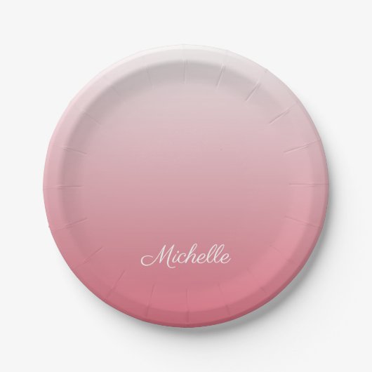 Personalisierter Gradientenrosa Pappteller (Vorderseite)